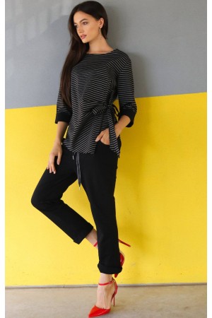 A casual top Aimelia Br2487 in Dark Grey with a chic tie detail