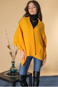 A chic wool blend cardigan, Mustard, Aimelia BR2713
