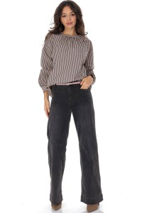 Oversized blouse with stripes Beige Aimelia BR2943