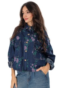  Crop style oversized embroidered denim jacket Aimelia JR675