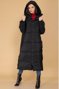 Oversize  Nylon Quilted Maxi Coat JR602 Black