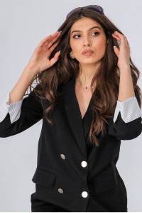 Boyfriend style jacket,Aimelia Jr539, in Black, with contrasting cuffs.