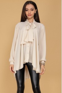 Oversized casual top BR2563 in Cream with a bow detail