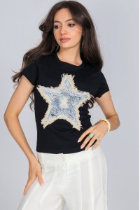 Casual T shirt Aimelia BR2768 Black with a star motif