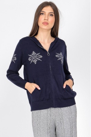 Knitted jumper with a hood in Navy Aimelia BR2835