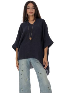 Oversized linen top in Navy Blue ,Roh BR2976