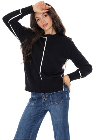  Casual jumper with a contrasting trim Black Aimelia BR2931