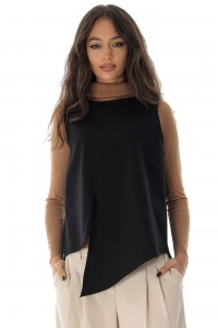 Casual top BR2623 Black with a zip 