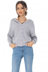 Chic cardigan Aimelia BR2530 Grey with an attached hood
