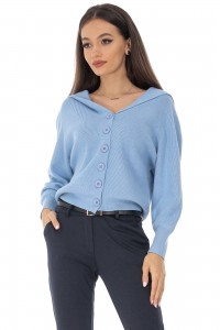 Chic cardigan Aimelia BR2535 Blue with an attached hood
