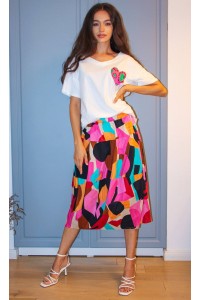 Cotton midi skirt Aimelia Fr517 Multicoloured in a geometric print.