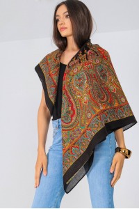 Cotton scarf,Aimelia A0468, in a multicoloured ethnic print