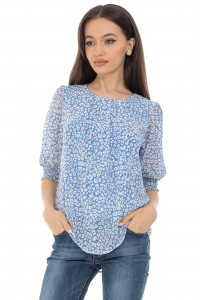 DITSY FLORAL PUFF SLEEVE BLOUSE IN BLUE - BR2575