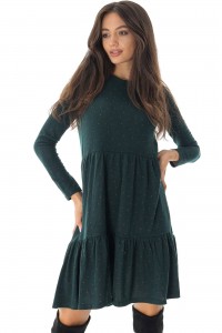  Casual tunic dress DR4597 in Green with spots