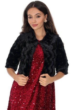 Faux fur short bolero in Black Aimelia JR674