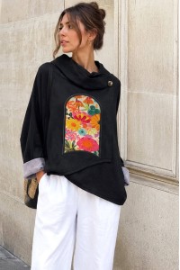 Women’s Black Floral Print Jacket JR686