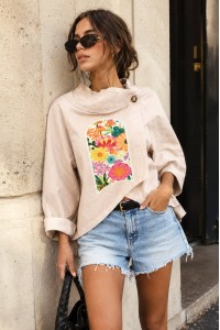 Women’s Powder Pink Floral Print Jacket  JR685