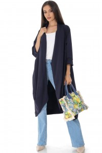 Chic waterfall style jacket Aimelia Jr565 in Navy with large pockets.