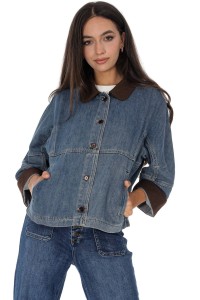 Casual denim jacket with pockets in cotton  Roh JR683