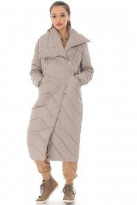Longline puffer coat Aimelia JR599 Beige with pockets