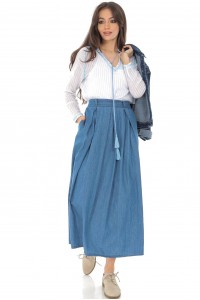 Maxi skirt Aimelia FR520 Denim Blue with pockets