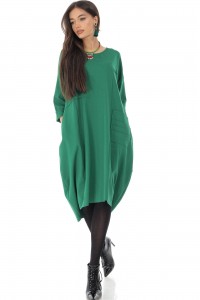 Oversized midi Aimelia DR4476 in Green with pocket details
