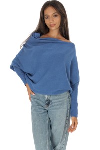 Cozy Women’s Sweater with Asymmetric Cut Blue BR2908