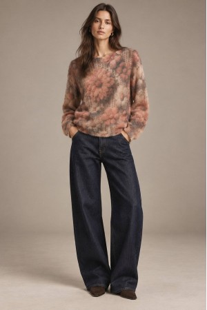 Peach Pastel Floral Mohair Jumper - AIMELIA BR3017