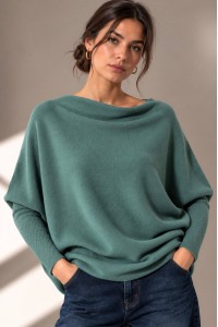 Pulover moale, asimetric, Pistachio, Roh Br3047