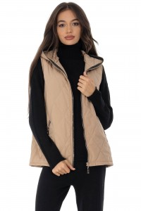 Quilted gilet Aimelia JR586 in Beige with a hood