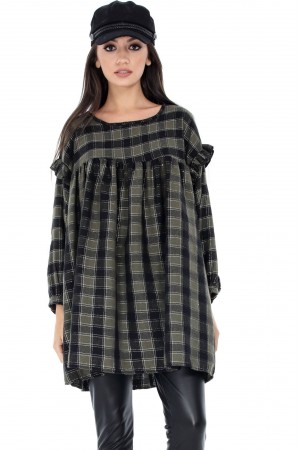 Oversized Tunic in check fabric - Aimelia - DR3194