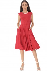 Vintage style midi dress with pockets in a spot print - DR3937