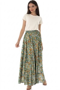 Women’s Green Maxi Skirt in Viscose with Pockets Women’s Green Maxi Skirt in Viscose with Pockets