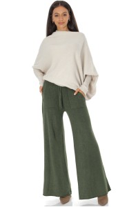Casual knitted trousers with pockets Khaki TR553