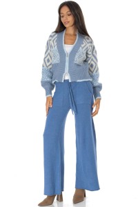 Casual knitted trousers with pockets Blue  TR556
