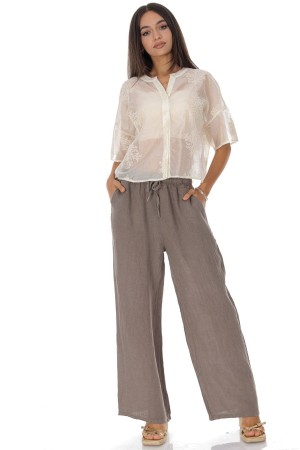 Casual linen trousers with pockets in Beige Roh TR576