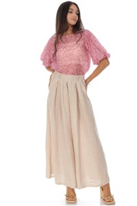 Casual linen trousers with pockets in Beige Roh TR584