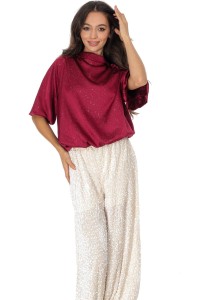 Satin top with silver embellishments Wine Aimelia BR2940