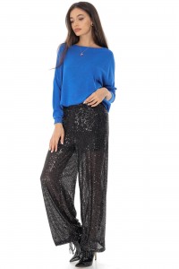 Sequin trousers Aimelia TR460 in Black with an elasticated waist