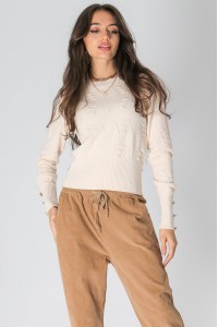 Short wool blend jumper ,Cream, Aimelia BR2639
