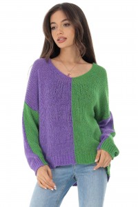 Soft knit jumper Aimelia BR24507 in Purple and Green