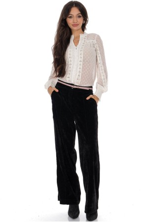 Velvet straight leg trousers Black Aimelia TR563