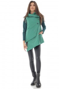 Chic asymetric green waistcoat, Aimelia - JR560