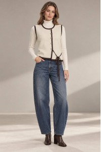 Cream Knitted Waistcoat with Gold-Tone Buttons - AIMELIA BR3023