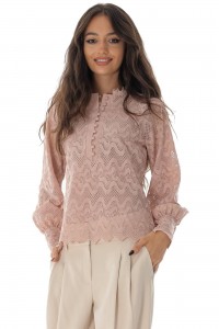 Vintage style blouse BR2604 Pastel Pink in lace