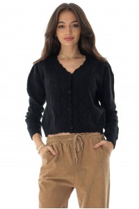 Vintage style Cotton/Wool blend cardigan , Black, Aimelia BR2644