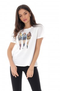 White "3 girls" T-shirt, Aimelia - BR2266