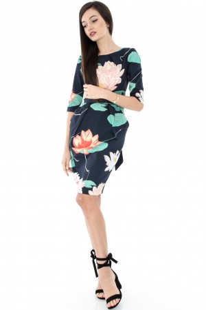 Navy floral printed dress - DR3310