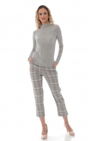 A fine grey knit high neck wool blend jumper - Aimelia - BR2403