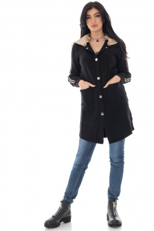 Ladies Casual Black Jacket with contrast hood - AIMELIA - JR536